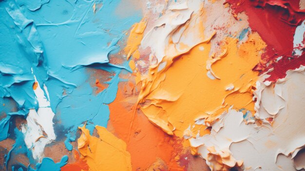 Arte abstrata vívida textura áspera colorida com pinceladas a óleo em lona para pintura expressiva
