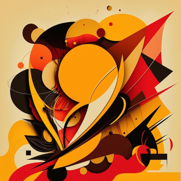 Arte de acuarela moderno contemporáneo abstracto Ilustración minimalista en tonos amarillo naranja y rojo