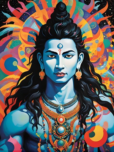 Foto arte adiyogi visualizando shiva como o yogi primordial