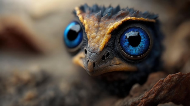 Foto arte de ai de primer plano ojos de criatura papel tapiz azul