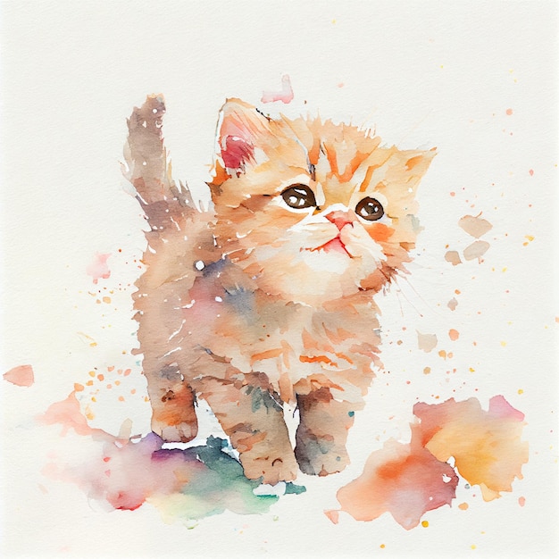 Arte animal aquarela fofa