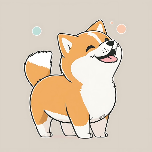 Foto arte de anime del perro akita feliz de kawaii