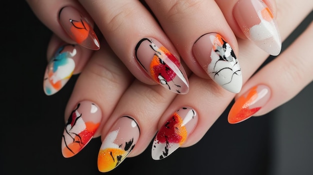 Arte artística de unhas inspirada em anime Copy Space