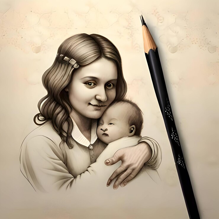 El arte del boceto de la madre