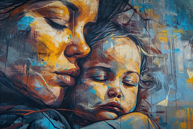 Arte callejero de graffiti de la maternidad