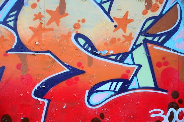 Arte callejero Imagen de fondo abstracta de un fragmento de una pintura de graffiti coloreada en tonos beige y naranja