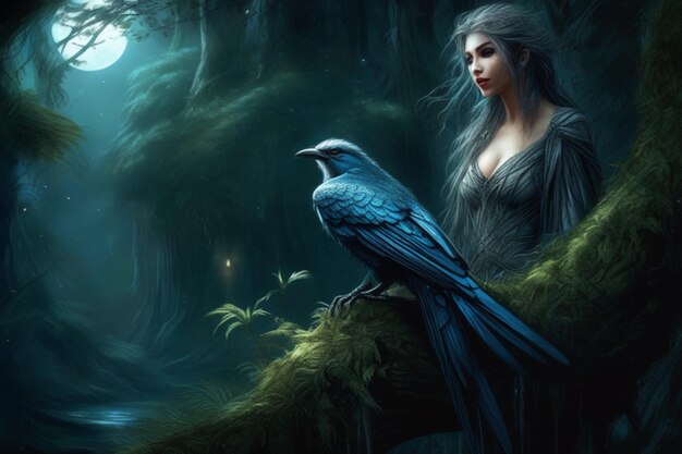 arte de cameron grey luis royo Charlie Bowater Majestuoso pájaro asomándose desde un frondoso bosque