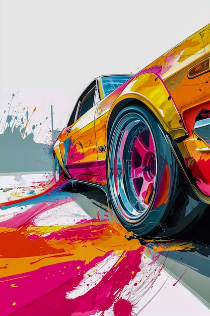 Foto arte de carteles de anime abstractos de tuning de automóviles japoneses inteligencia artificial generativa