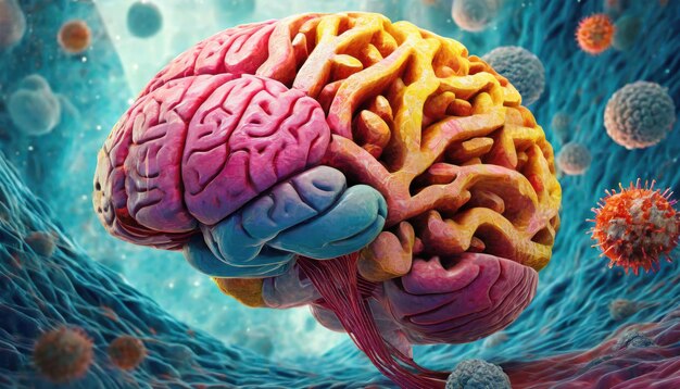 Foto arte del cerebro de neón