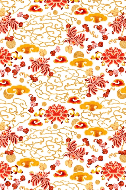 Arte chino patrón de flores png fondo botánico
