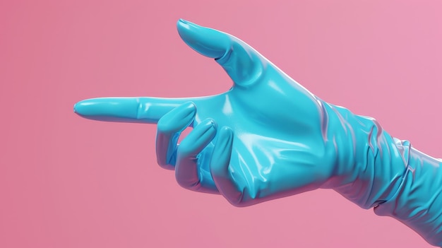 Arte clip médico surrealista divertido personaje de dibujos animados abstracto mano flexible sin hueso con guante de látex azul