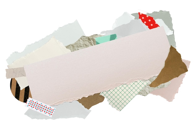 Arte de collage de marco png de papel estético sobre un fondo transparente