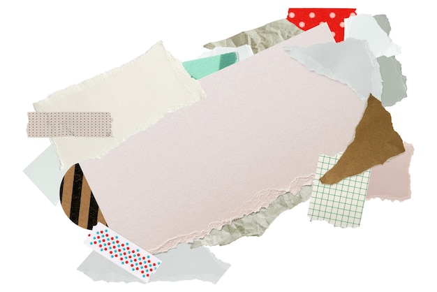 Arte de collage de marco png de papel estético sobre un fondo transparente
