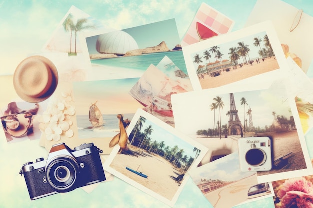 Foto arte de collage sobre viajes de vacaciones ia generativa