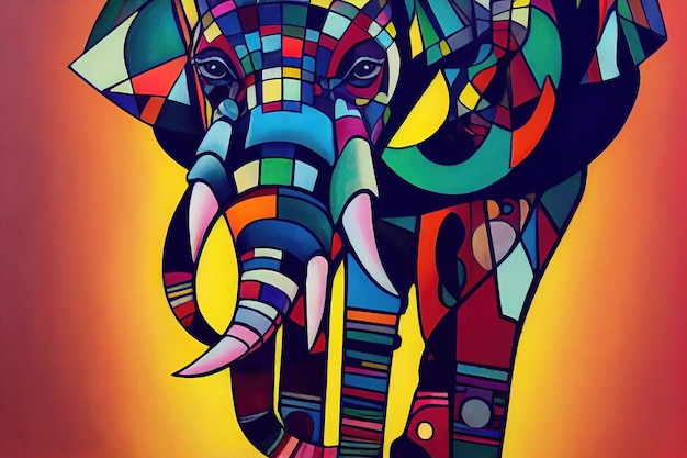 Arte de color abstracto elefante