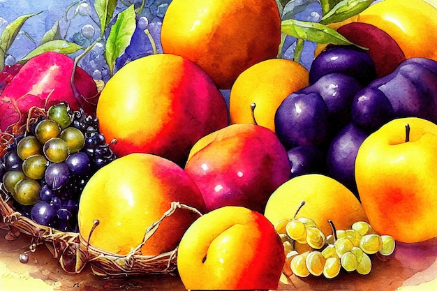 Arte de color de frutas y verduras.