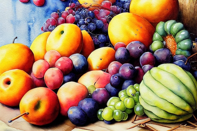 Arte colorida de frutas e legumes