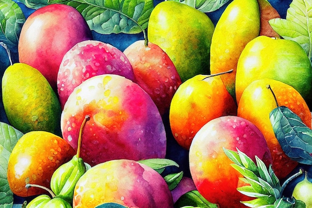 Arte colorida de frutas e legumes