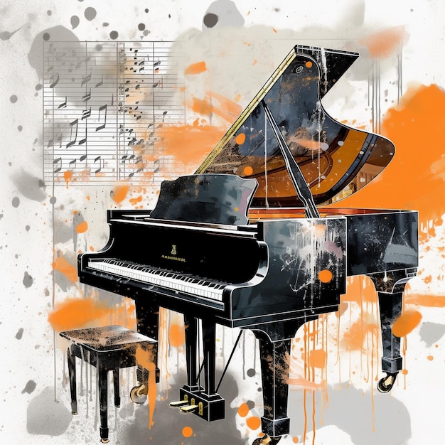 Arte colorida de mashup de piano
