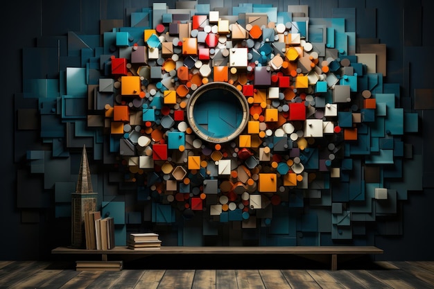 Arte colorido digital moderno abstracto hecho para libros con formas geométricas