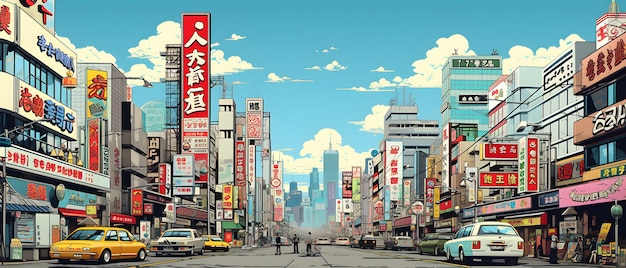 Foto arte cómico retro de la ciudad de japón