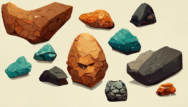 Arte conceitual de rock estilizado para jogos