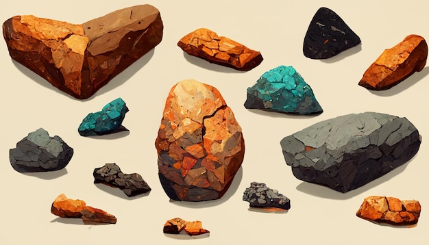 Arte conceitual de rock estilizado para jogos