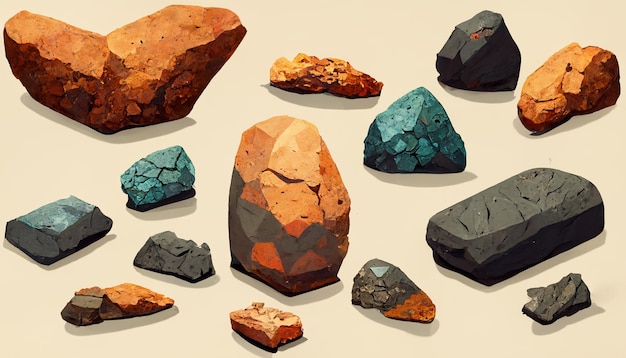 Arte conceitual de rock estilizado para jogos