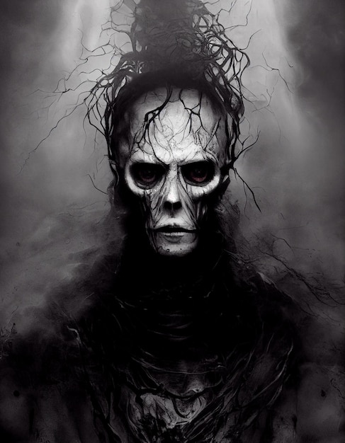 Arte Conceitual Paranormal Macabro Monstro da Morte Antiga Ilustração de Fantasia Sombrio