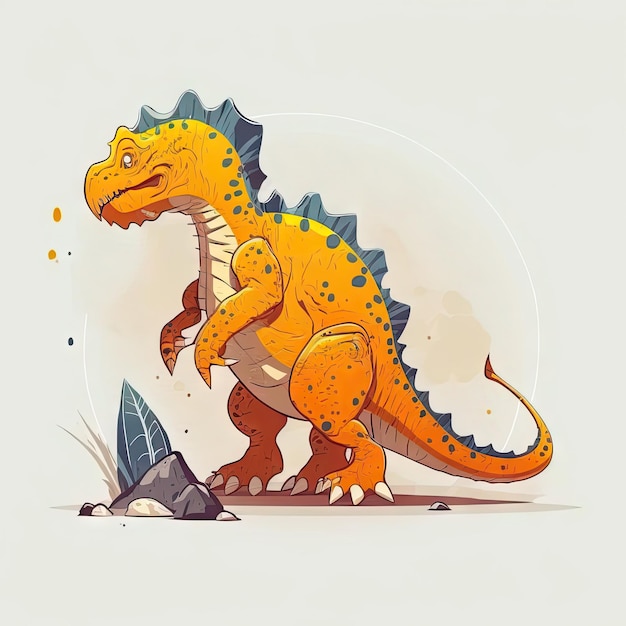 Arte conceptual del dibujo de estilo nuevo de línea dura de dinosaurio de dibujos animados