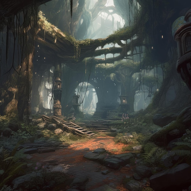 Un arte conceptual para un juego llamado la ciudad perdida