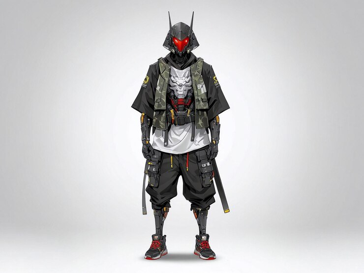 arte conceptual para un robot samurai en un cosplay