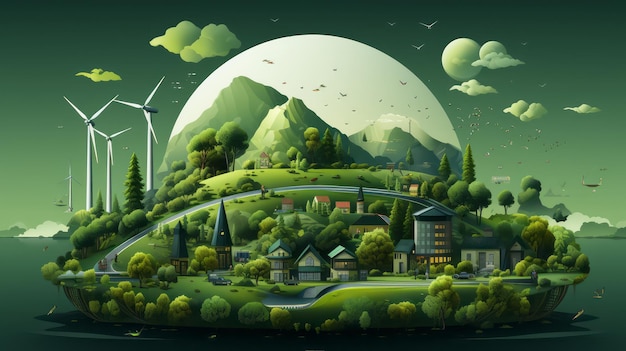 Arte conceptual de la tierra de energía verde