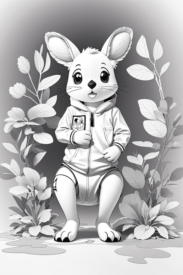 Foto arte de contorno en blanco y negro para lindas páginas de libros para colorear para niños, toda la vida silvestre animal