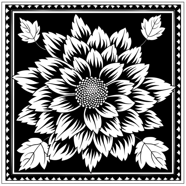 Arte de corte CNC Dahlia con pétalos y hojas para decoraciones en la tinta de diseño de arte de impresión de tatuaje de la camiseta