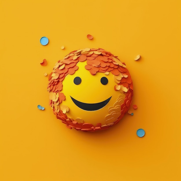 Arte de corte de papel 3D de expresiones emoji hechas a mano para celebraciones del Día Mundial de Emoji