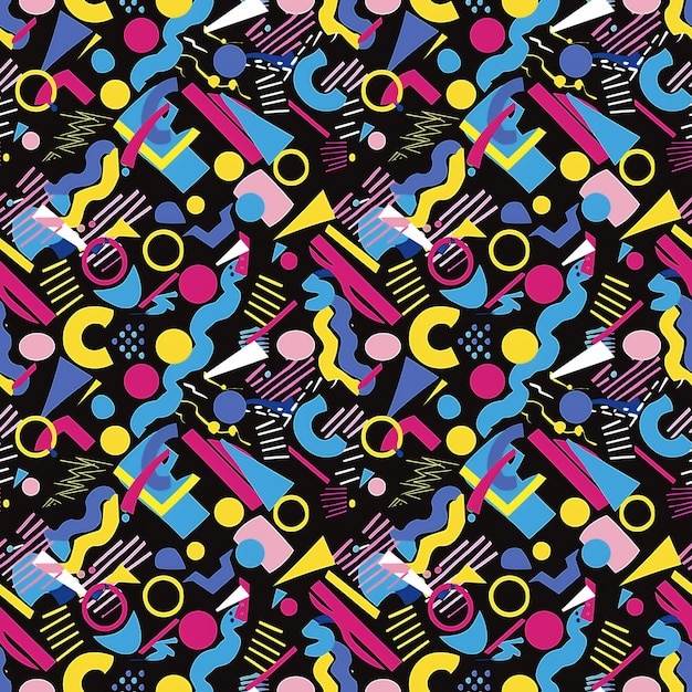 Arte creativo de garabateo patrón sin costuras con diferentes formas y texturas