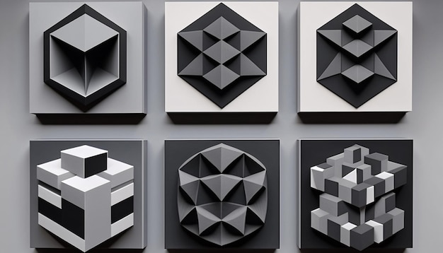 Arte del cubismo de forma gris