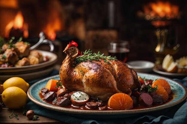 El arte culinario de Coq au Vin en exhibición