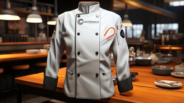 Foto arte culinario modelo de chaqueta de chef