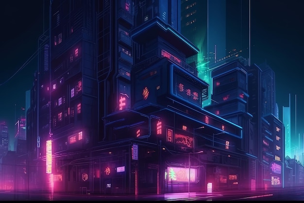 Arte cyberpunk da cidade de néon Gerar Ai