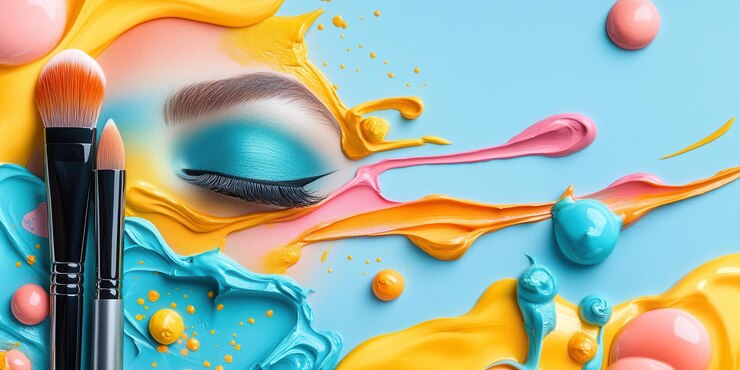 Foto arte da maquiagem colorida
