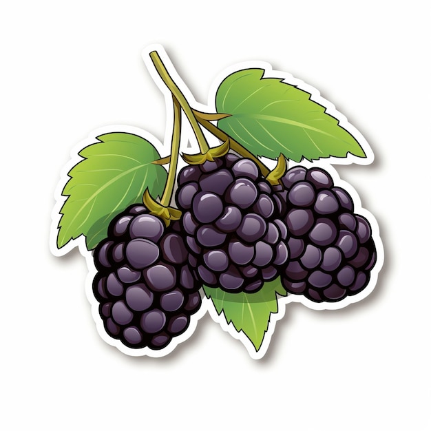 Arte de adesivo Nanopunk Vibrant Três Blackberries em fundo branco