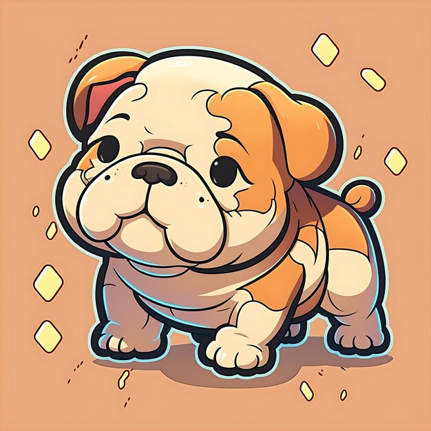 Foto arte de anime de personagem de cachorro kawaii bulldog