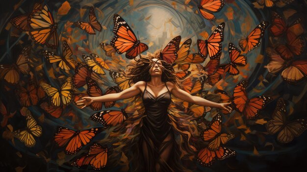 arte de borboleta alegre foto grátis HD 8K papel de parede