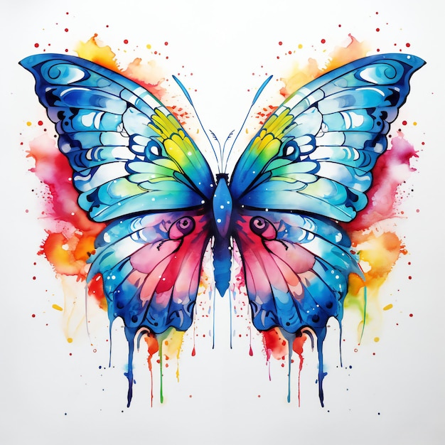 Arte de borboleta em aquarela contra branco