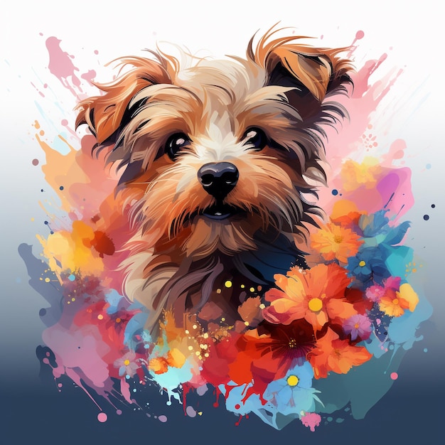 Arte de cão de cores vibrantes T-shirt de cão desenhos de cão arte colorida ilustração de cão Vecot