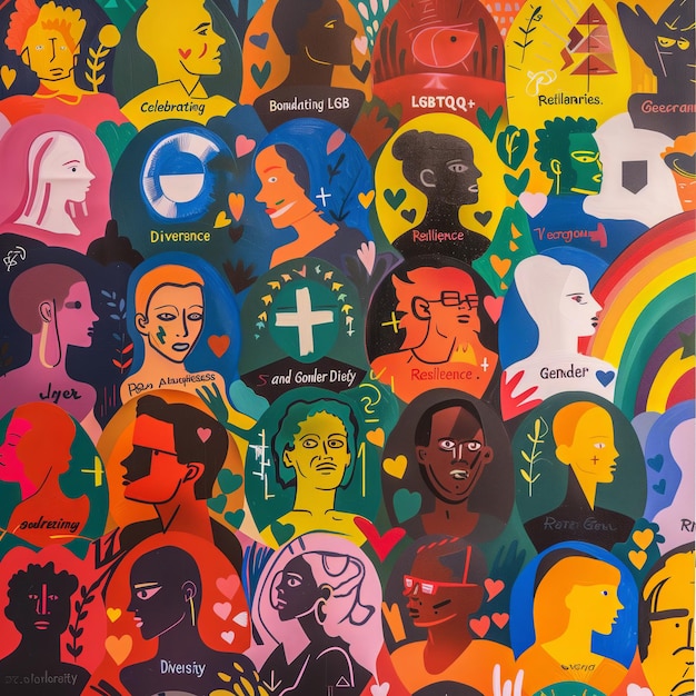 arte de cartaz para um cartaz gráfico de propaganda para uma marcha de orgulho LGBT queer