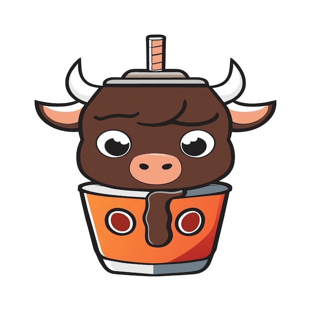 Foto arte de clipart smoothie de mascote de touro