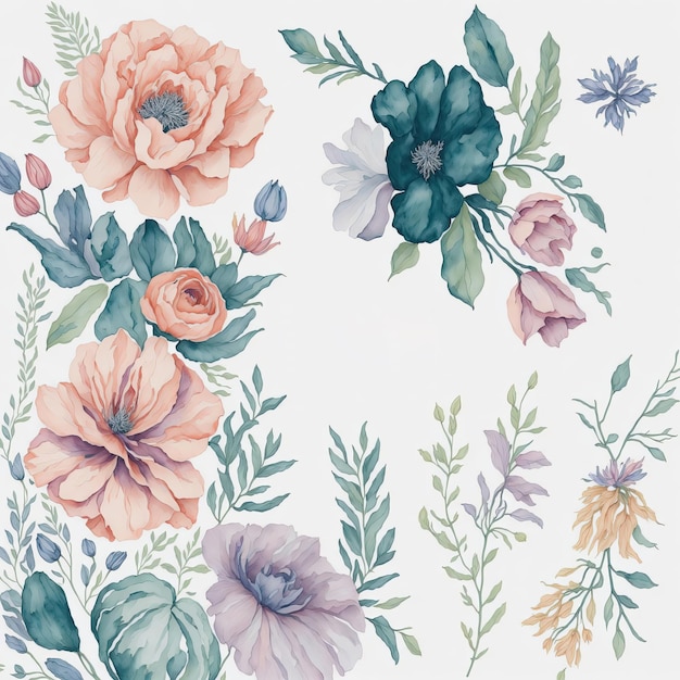 Arte de clipe de flor em aquarela